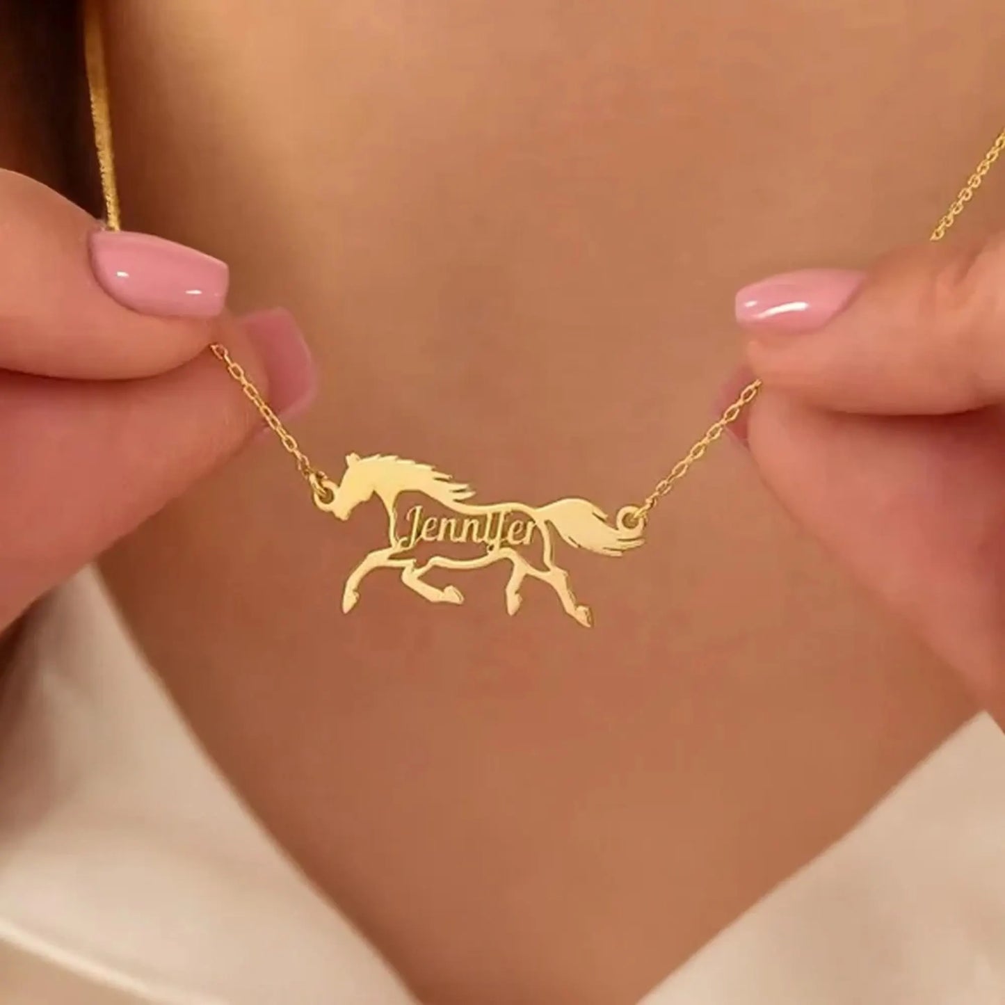 Personalized Name Running Horse Necklace