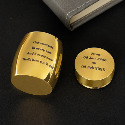 Personalized Engraved Mini Urn for Human Ashes with Photo & Message