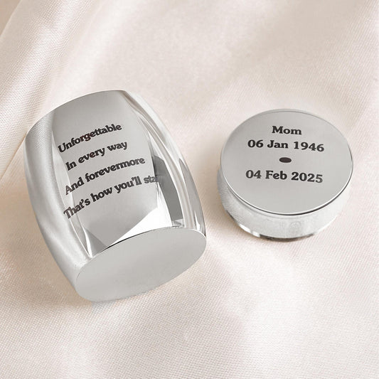 Personalized Engraved Mini Urn for Human Ashes with Photo & Message