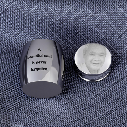 Personalized Engraved Mini Urn for Human Ashes with Photo & Message