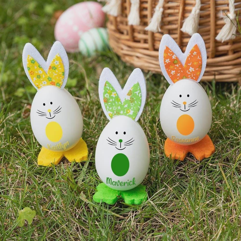 Personalized Set of 3 Easter Bunny Eggs