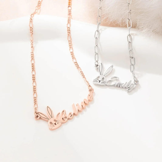 Personalized Easter Bunny Necklace with Name