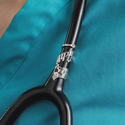 Custom Dog Portrait Stethoscope Tag with Birthstone
