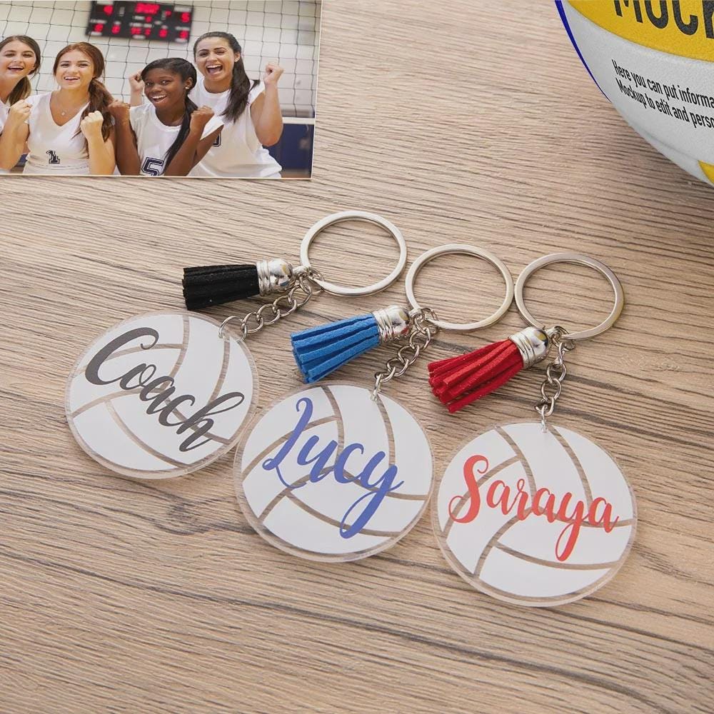 Set of 2 Personalized Volleyball Bag Tags with Tassel