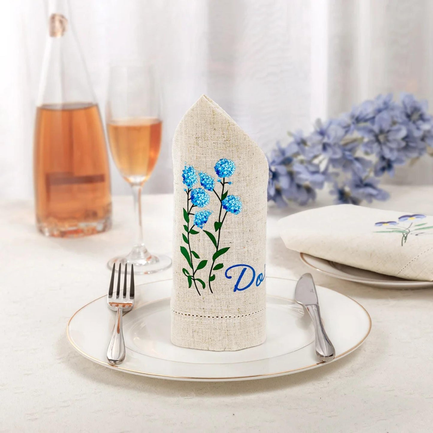 Personalized Handkerchief with Birth Flower and Name