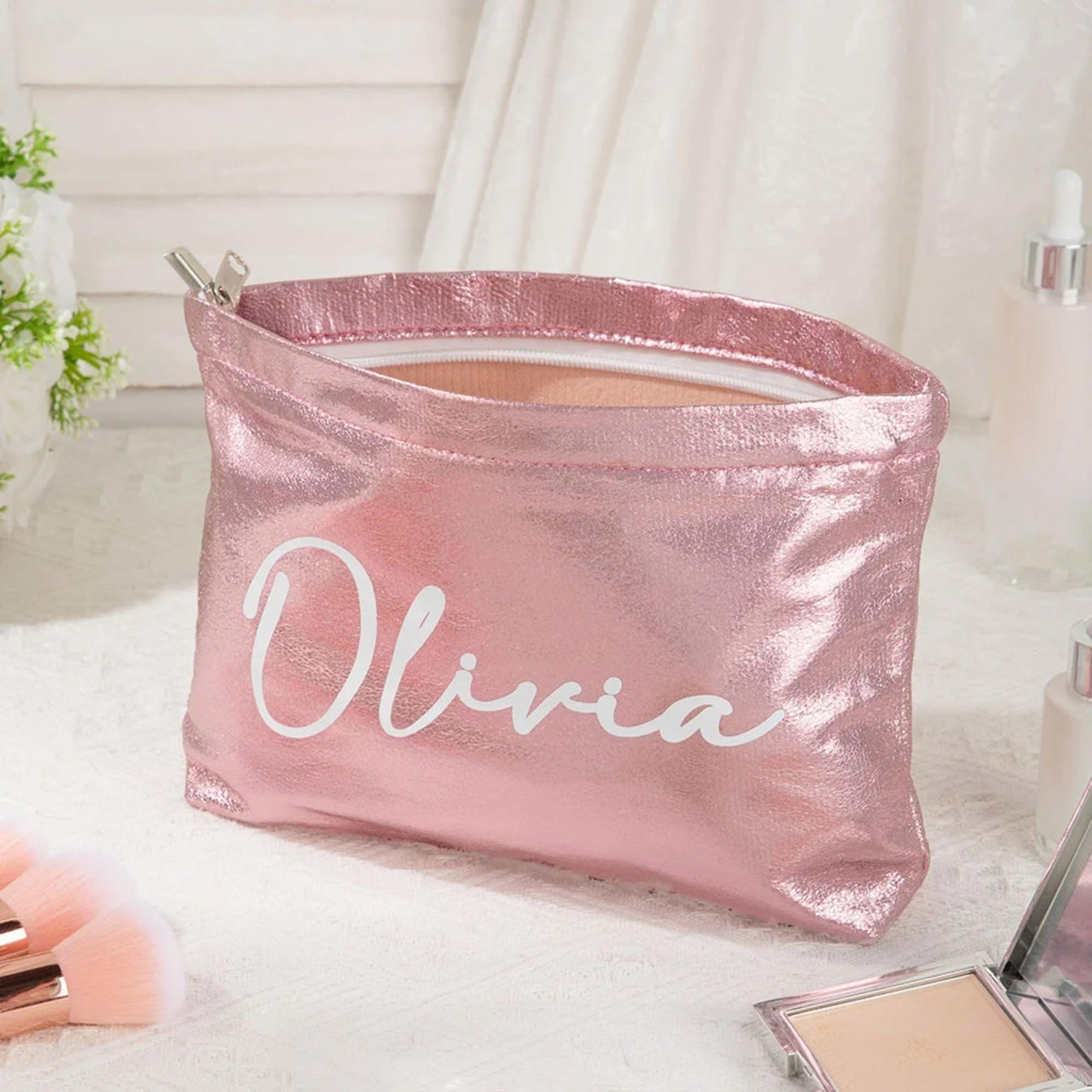 Custom Name Glitter Makeup Bag
