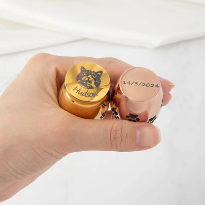 Custom Pet Portrait Mini Urn with Paw Prints