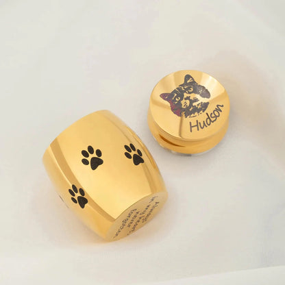 Custom Pet Portrait Mini Urn with Paw Prints