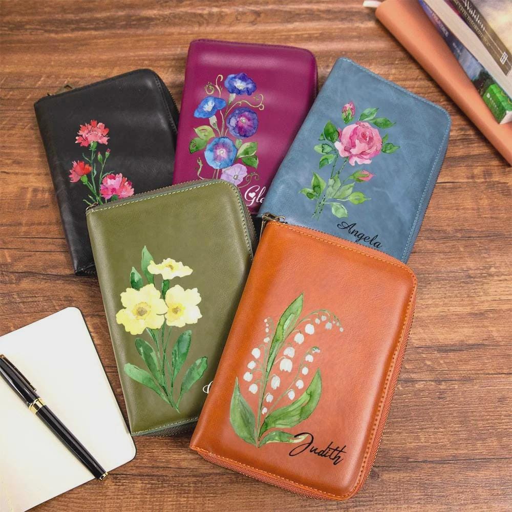 Custom Birth Flower Travel Notebook Organizer
