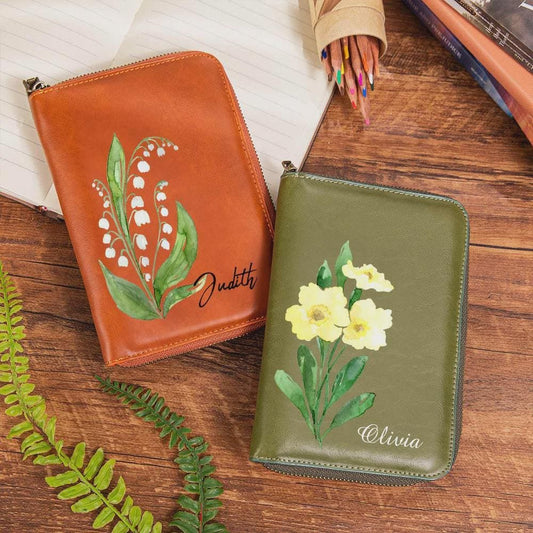 Custom Birth Flower Travel Notebook Organizer