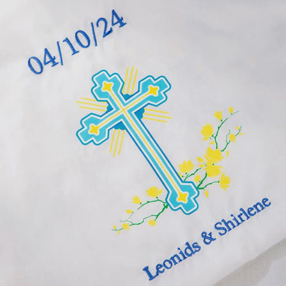 Custom Cross Stitched Easter Basket Cover