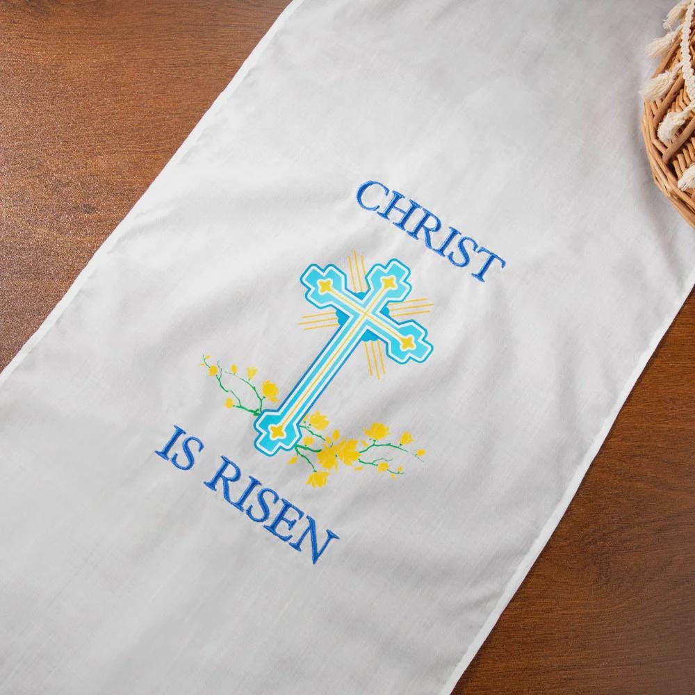 Custom Cross Stitched Easter Basket Cover