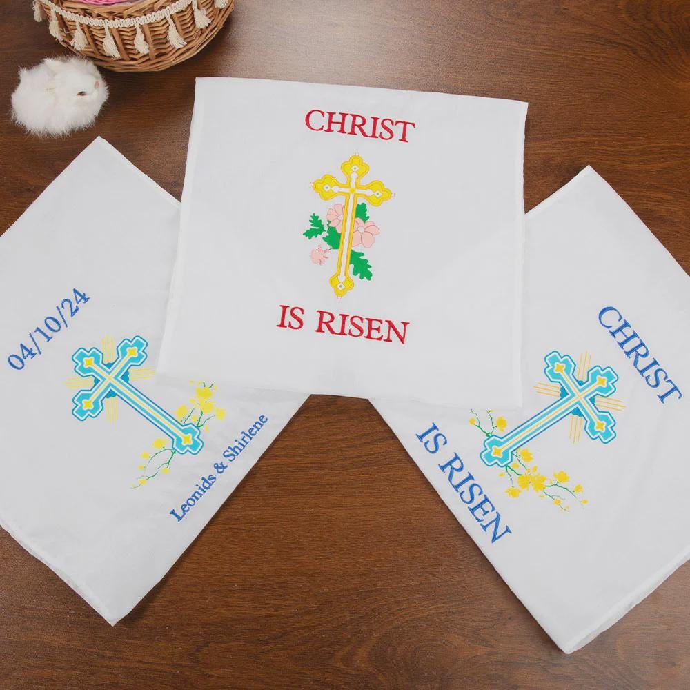 Custom Cross Stitched Easter Basket Cover