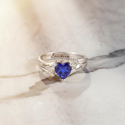 Personalized Daughter Heart Birthstone Ring