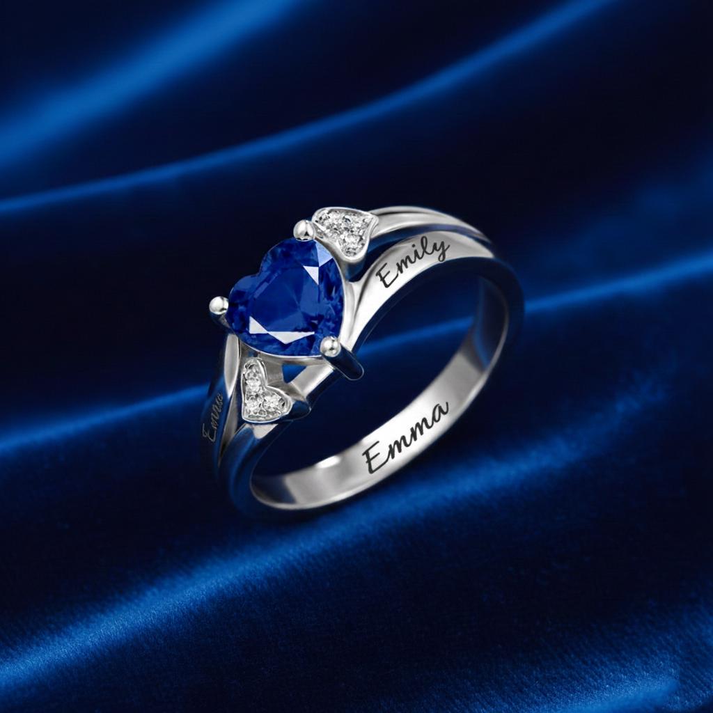 Personalized Daughter Heart Birthstone Ring