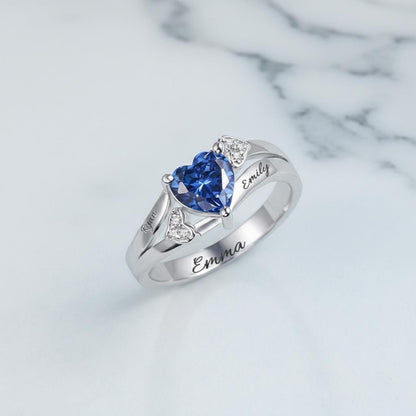Personalized Daughter Heart Birthstone Ring
