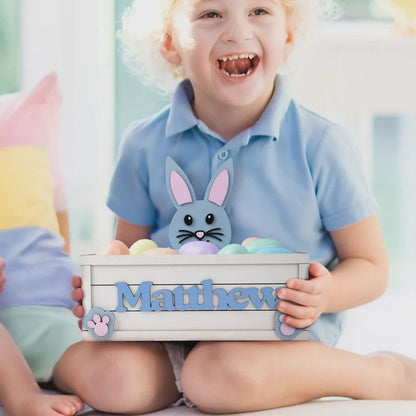 Wooden Bunny Easter Egg Storage Box with Name