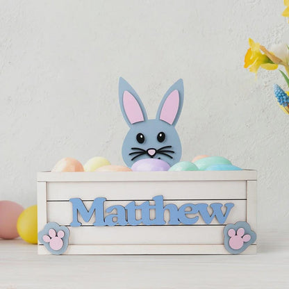 Wooden Bunny Easter Egg Storage Box with Name