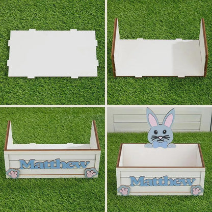 Wooden Bunny Easter Egg Storage Box with Name