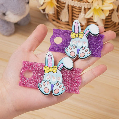 Easter Bunny Acrylic Glitter Lid Tumbler Name Plate