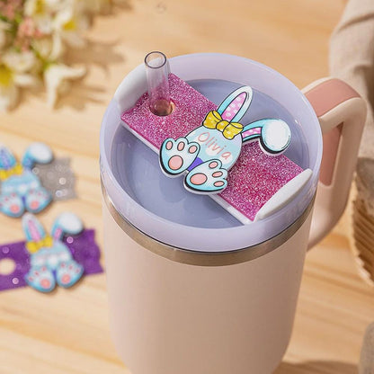 Easter Bunny Acrylic Glitter Lid Tumbler Name Plate