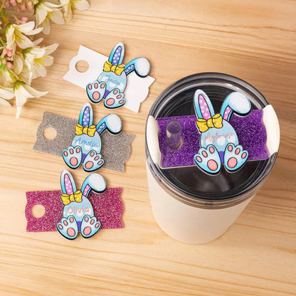 Easter Bunny Acrylic Glitter Lid Tumbler Name Plate