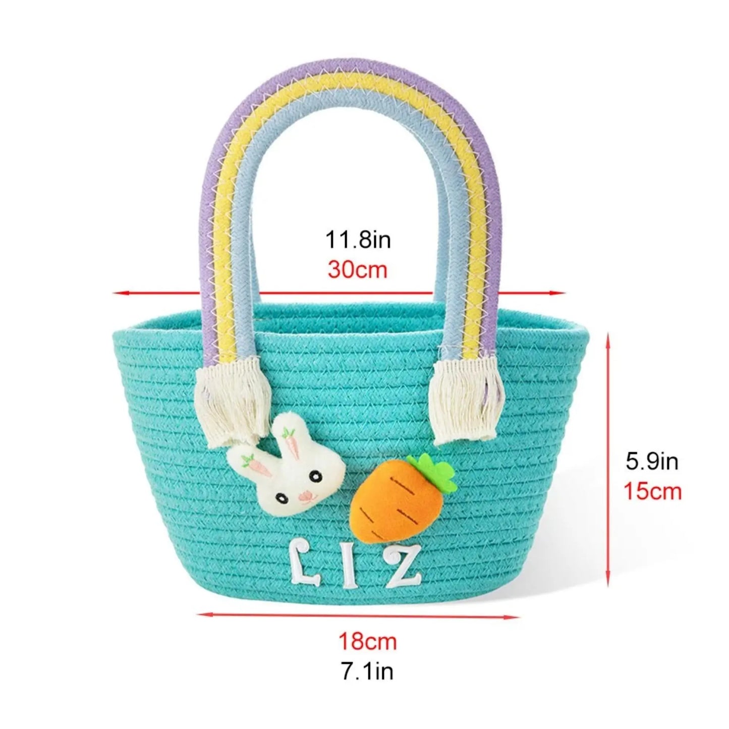 Personalized Easter Egg Hunt Bucket with Rainbow Handle