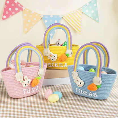 Personalized Easter Egg Hunt Bucket with Rainbow Handle