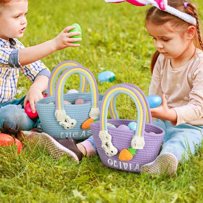 Personalized Easter Egg Hunt Bucket with Rainbow Handle