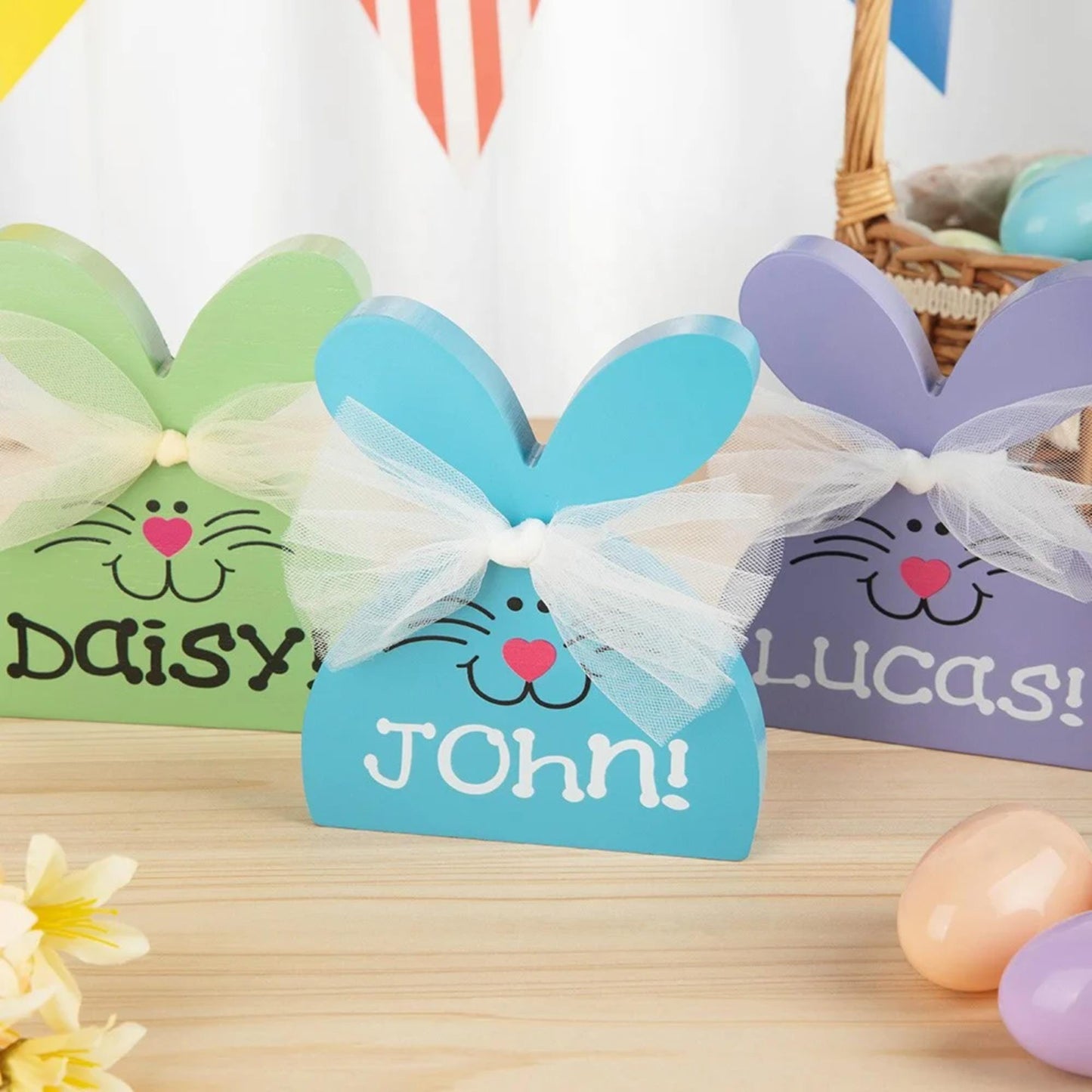 Personalized Easter Bunny Wooden Ornament