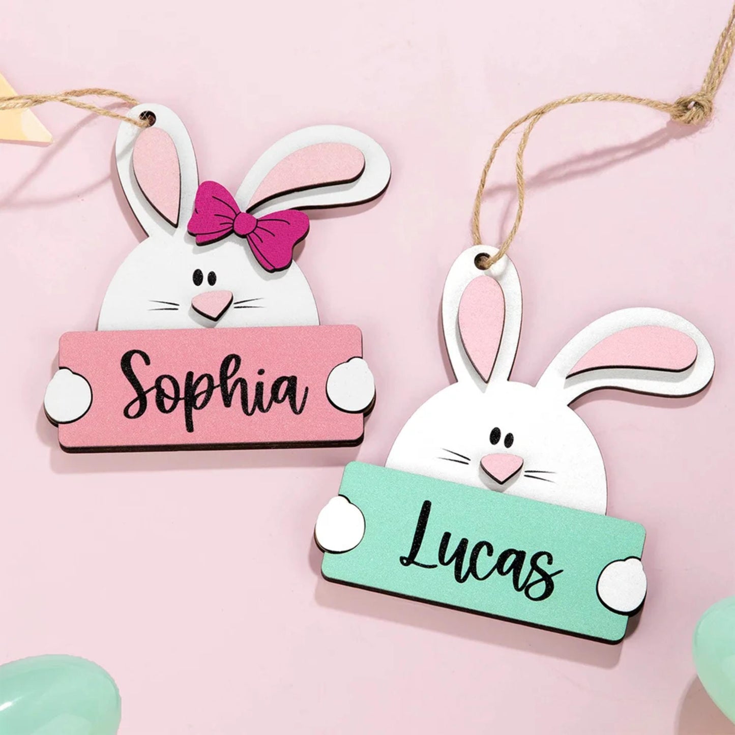 Personalized Bunny Shape Name Tag for Easter
