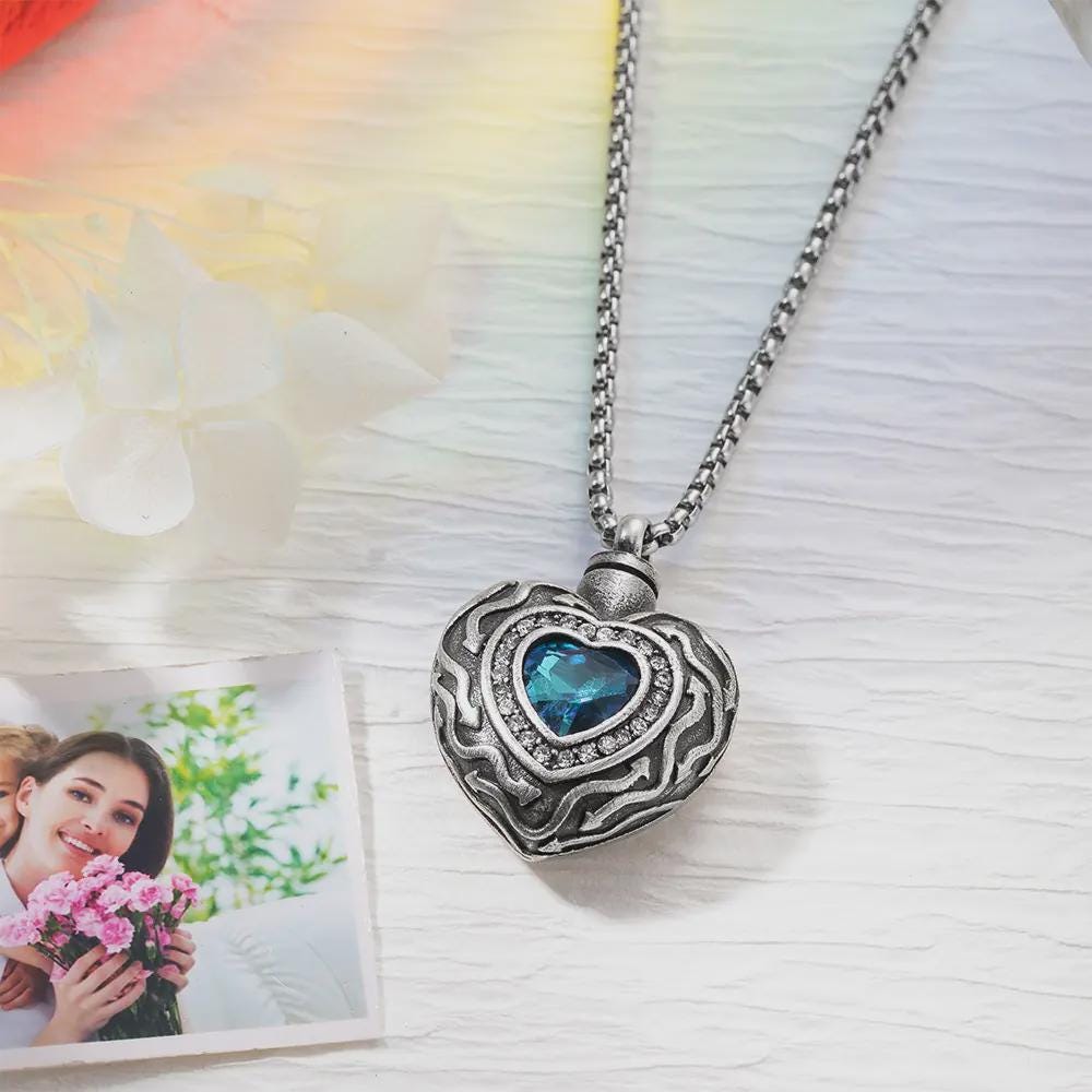 Personalized Dainty Heart Cremation Urn Necklace