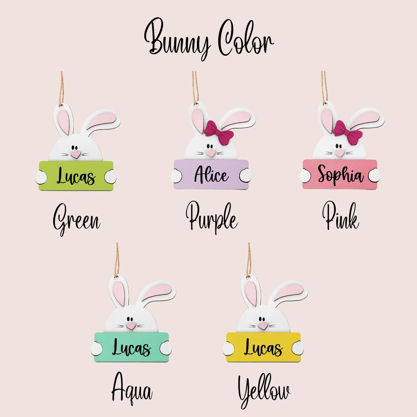 Personalized Bunny Shape Name Tag for Easter