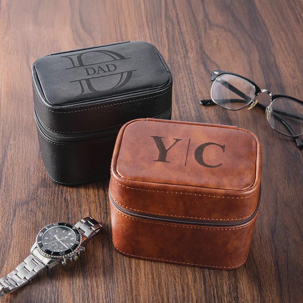 Personalized Travel Watch, Ring & Cufflinks Box