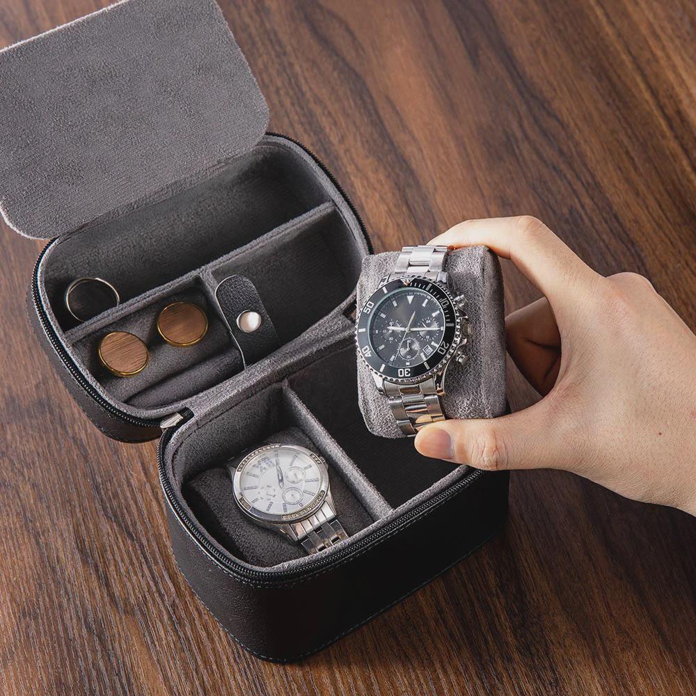 Personalized Travel Watch, Ring & Cufflinks Box