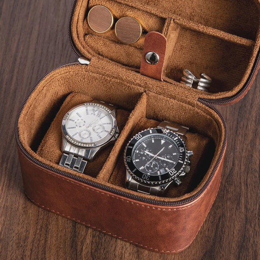 Personalized Travel Watch, Ring & Cufflinks Box