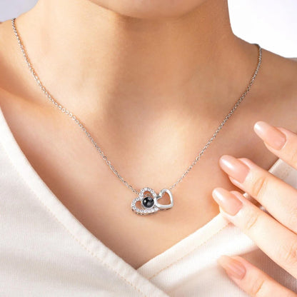 Custom Double Hearts Photo Projection Necklace