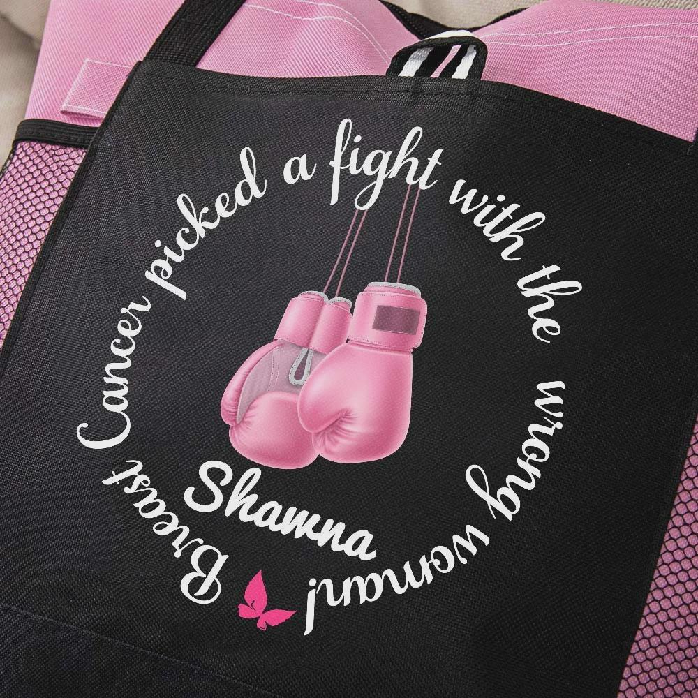 Personalized Custom Name Breast Cancer Fighter Tote Bag