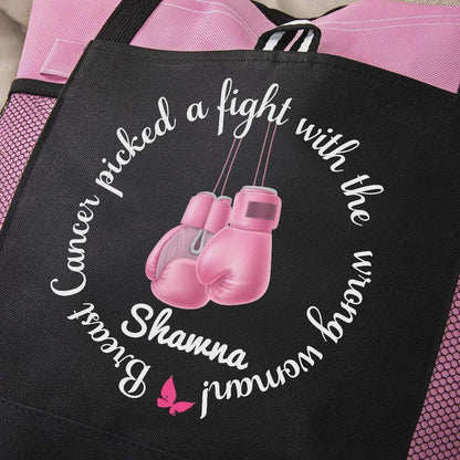 Personalized Custom Name Breast Cancer Fighter Tote Bag