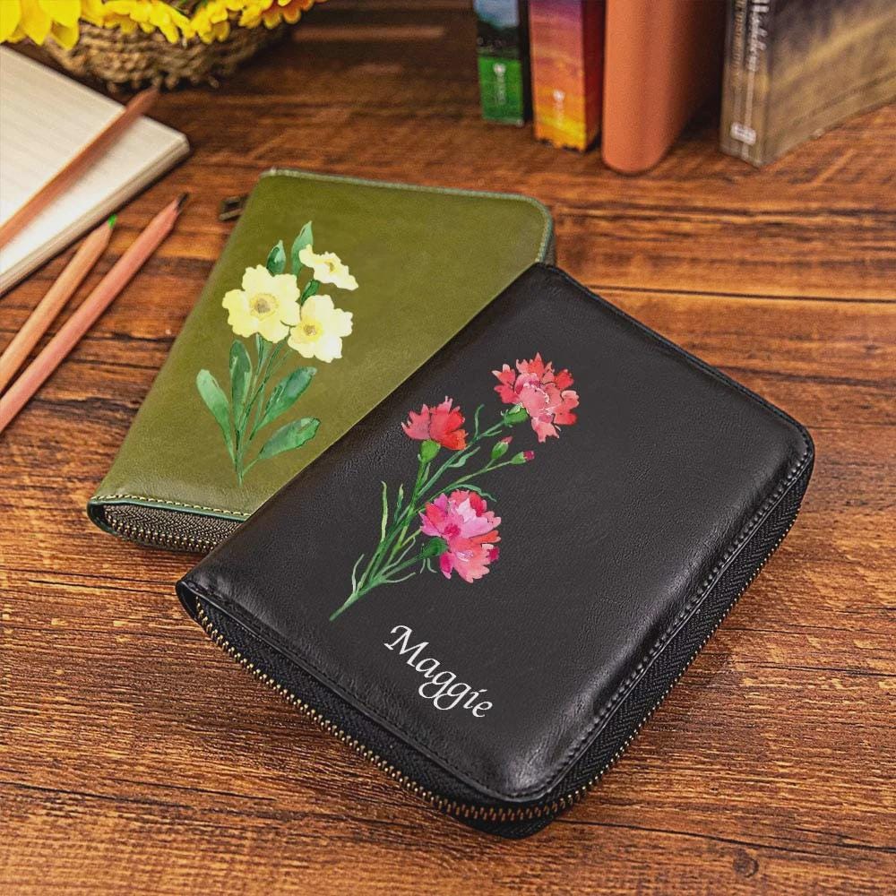 Custom Birth Flower Travel Notebook Organizer
