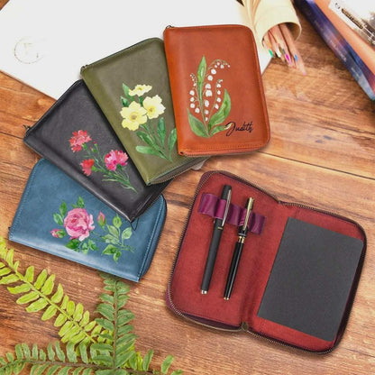 Custom Birth Flower Travel Notebook Organizer