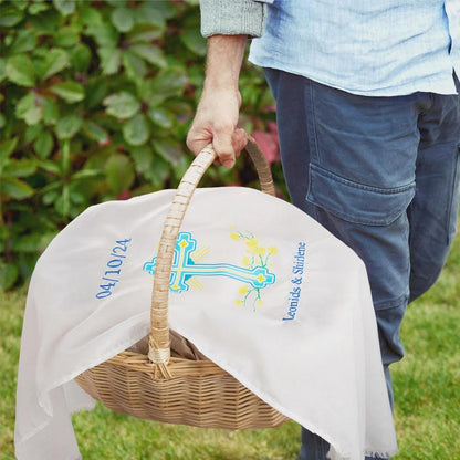 Custom Cross Stitched Easter Basket Cover