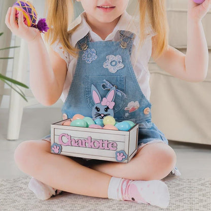 Wooden Bunny Easter Egg Storage Box with Name