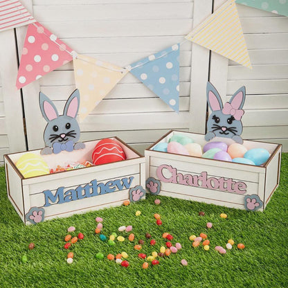 Wooden Bunny Easter Egg Storage Box with Name