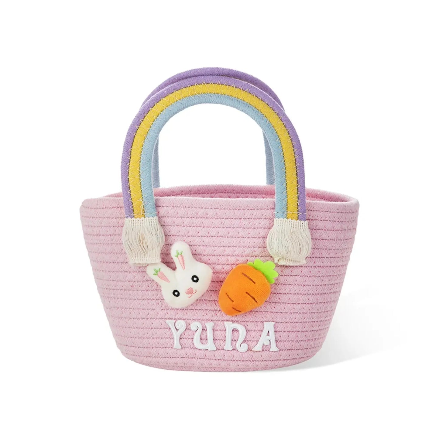 Personalized Easter Egg Hunt Bucket with Rainbow Handle