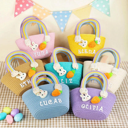 Personalized Easter Egg Hunt Bucket with Rainbow Handle