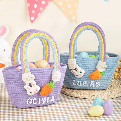 Personalized Easter Egg Hunt Bucket with Rainbow Handle