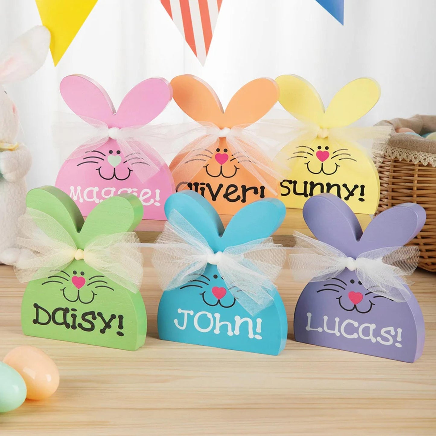 Personalized Easter Bunny Wooden Ornament
