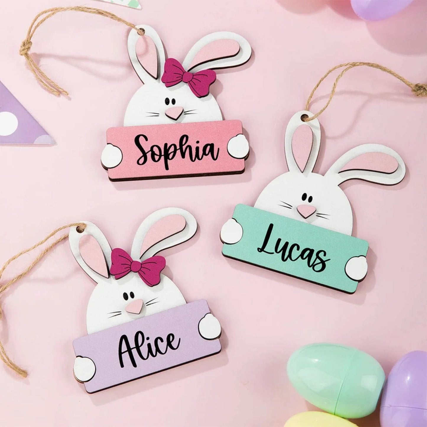 Personalized Bunny Shape Name Tag for Easter