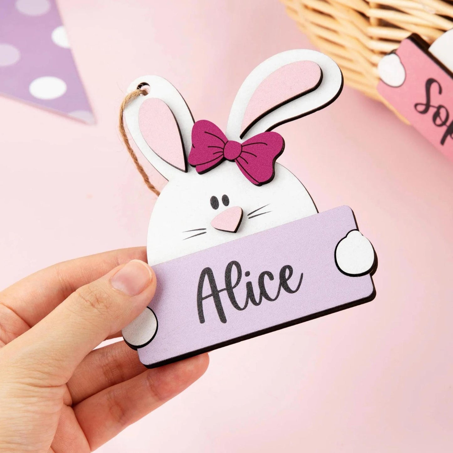 Personalized Bunny Shape Name Tag for Easter